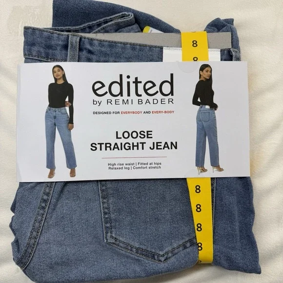 Edited Remi Bader Jeans Womens 8 Loose Straight Leg High Rise Stretch Comfort - Picture 1 of 16